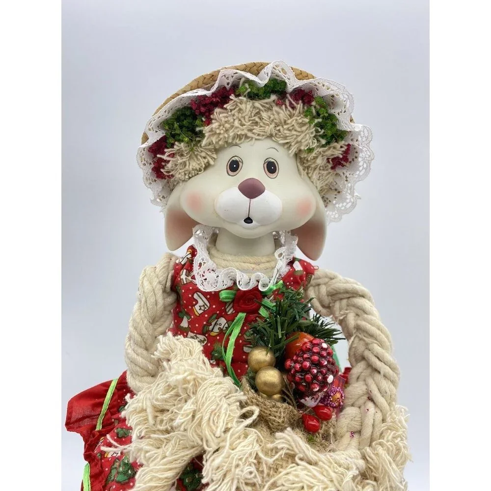 VTG 90s House Of Lloyd Flossie Christmas Bunny Doll Box‎ Holiday Cottagecore Y2K
